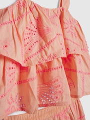 River Island Pink Tiered Broderie Top & Joggers Set - Image 3 of 4