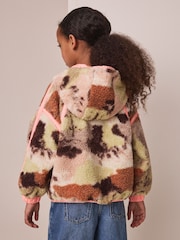 Neutral/Pink Abstract Zip up Hooded Borg Jacket (3-16yrs) - Image 4 of 5