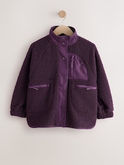 Berry Pink Button Up Fleece Jacket (3-16yrs) - Image 1 of 10
