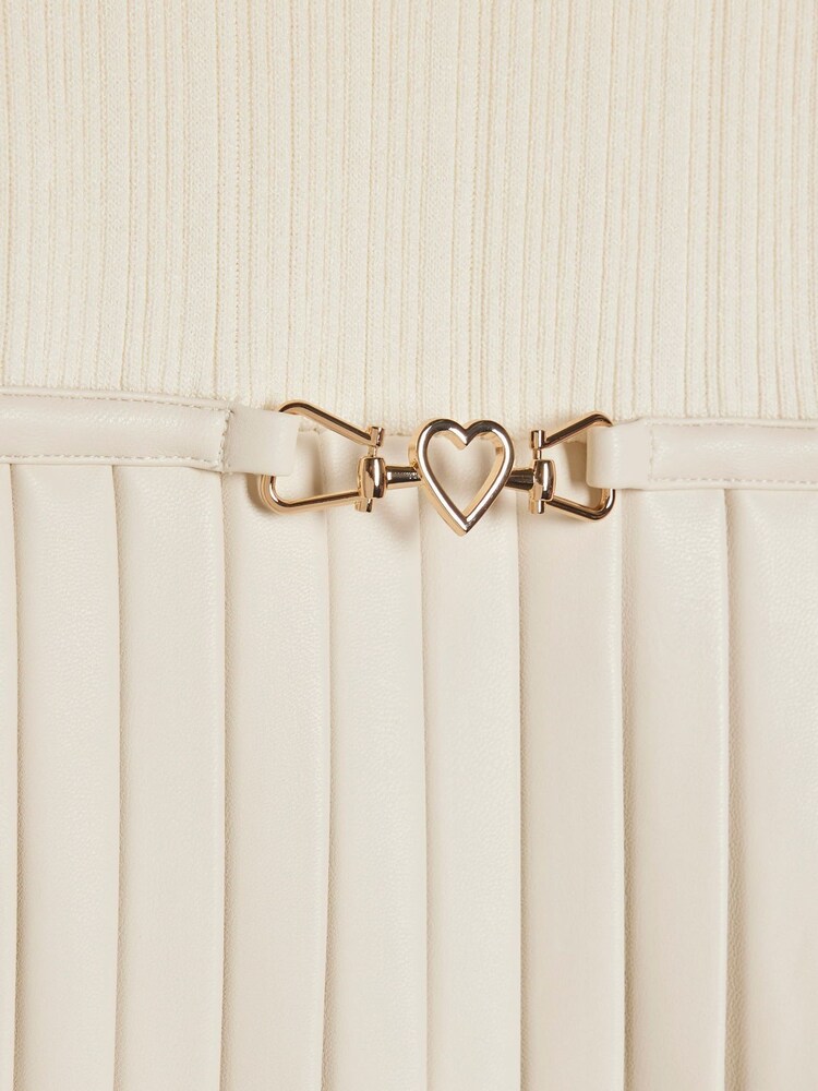 River Island Cream Faux Leather Pleated Dress - Image 4 of 4