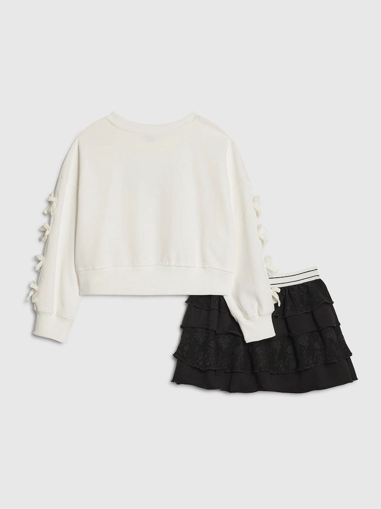 River Island Black Bow Sweatshirt & Rara Skirt Set - Image 3 of 3