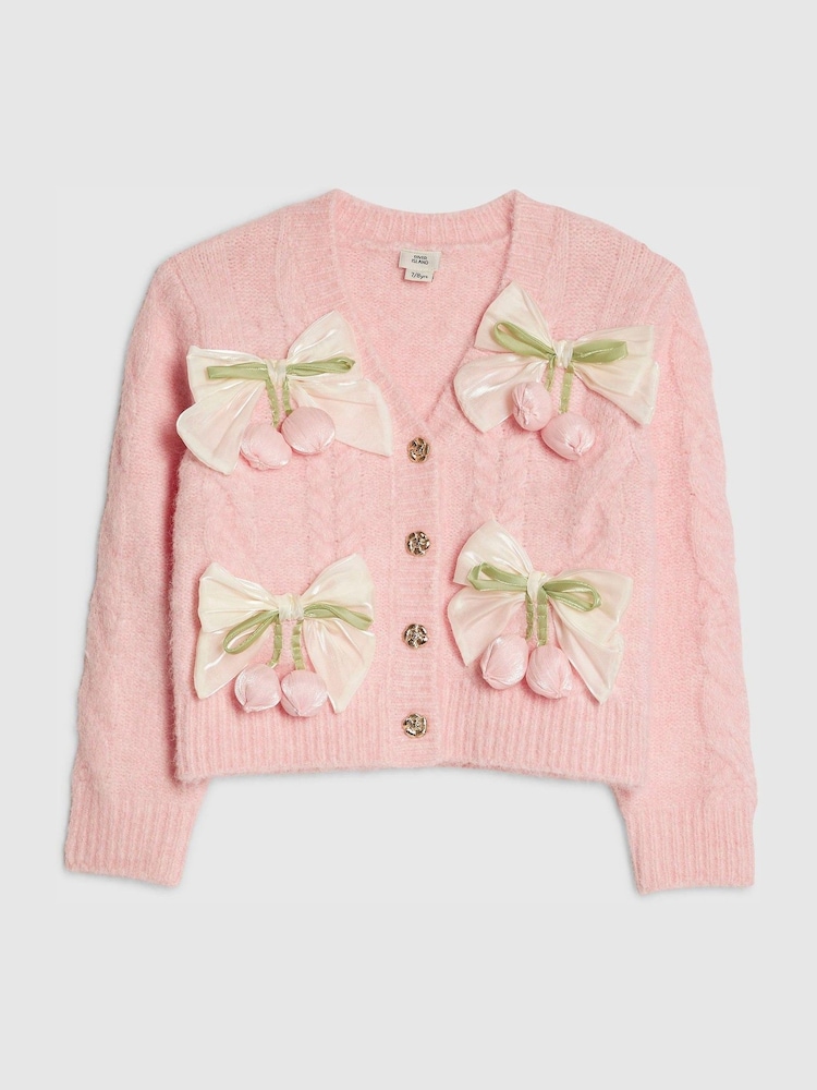 River Island Pink Bows & Flower Cardigan - Image 1 of 3