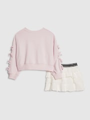 طقم من سويت شيرت بتفاصيل فيونكة وتنورة طبقات من River Island - صورة 2 من 5
