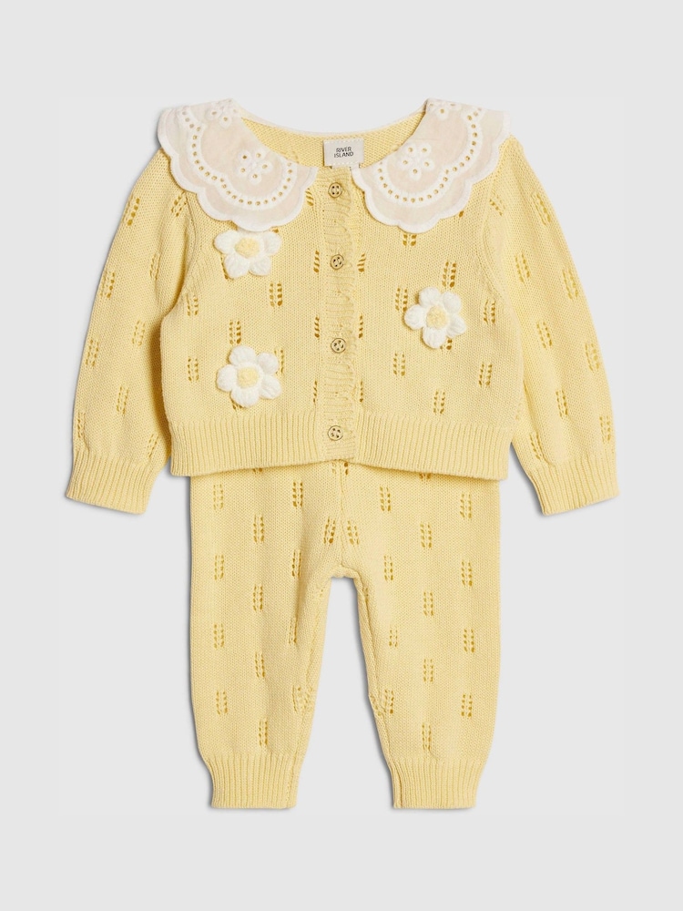 River Island Broderie Daisy gebreid vest & legging set - Afbeelding 5 van 5