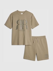 River Island Green T-Shirt & Shorts Set - Image 1 of 5