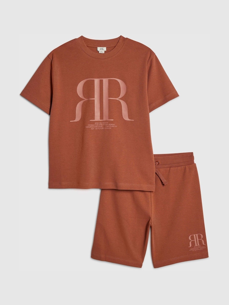 River Island Orange T-Shirt & Shorts Set - Image 1 of 5