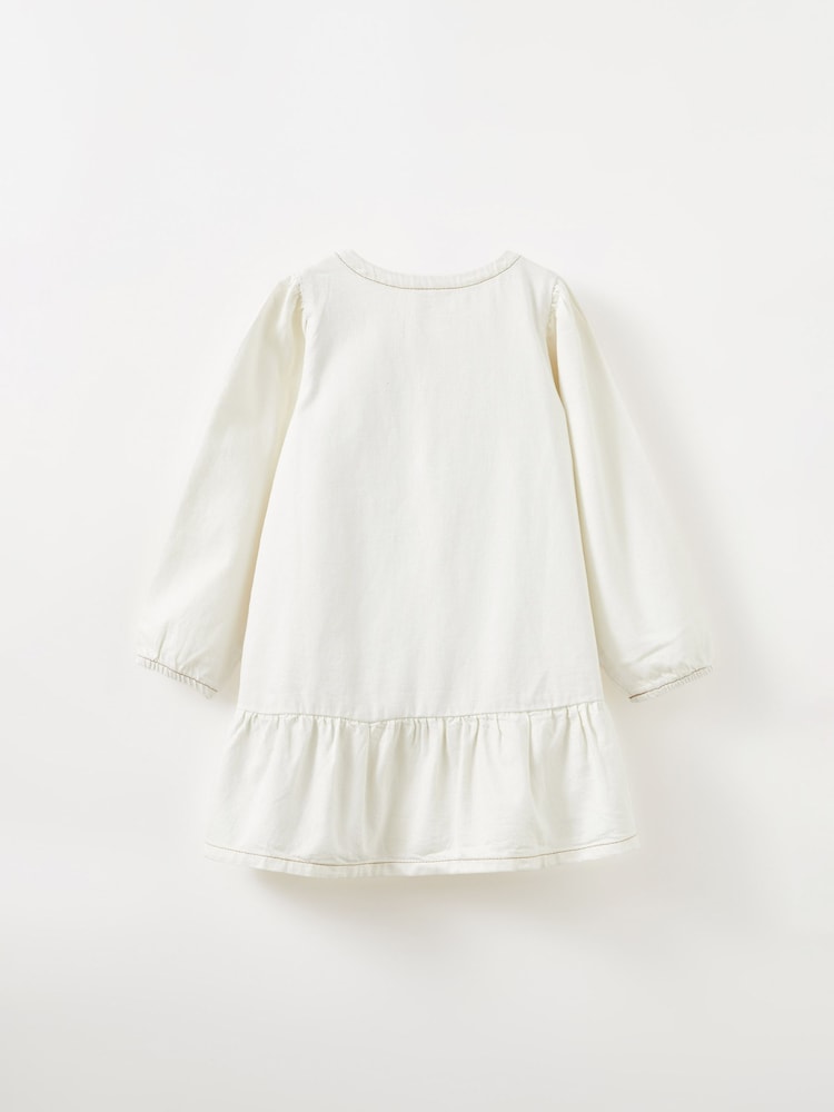 Cotton On White Betty Bow Front Denim Dress - Image 2 of 3 Cotton On White Betty Bow Front Denim Dress - Image 2 of 3