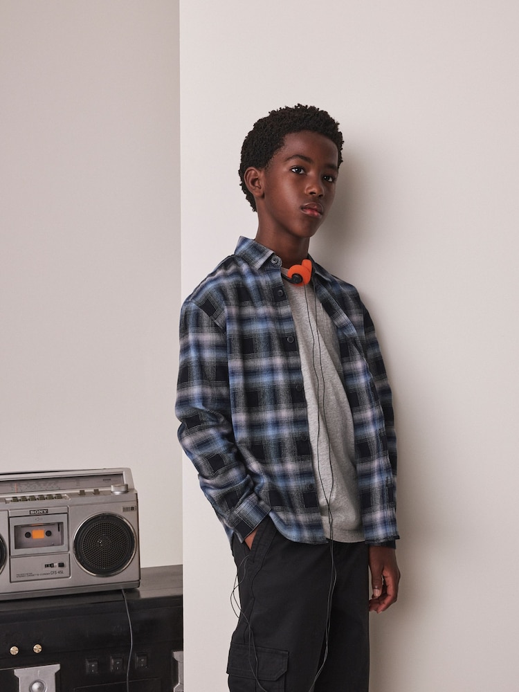 Blue Check Long Sleeve Check Shirt (3-16yrs) - Image 1 of 4 Blue Check Long Sleeve Check Shirt (3-16yrs) - Image 1 of 4