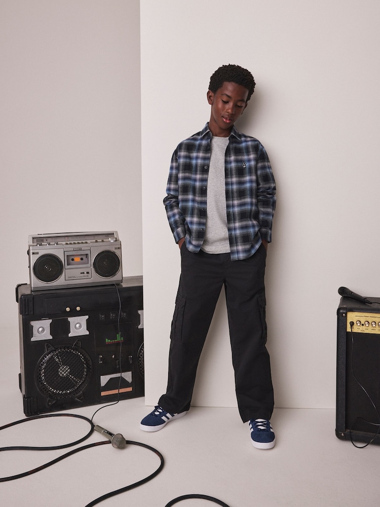 Blue Check Long Sleeve Check Shirt (3-16yrs) - Image 2 of 4 Blue Check Long Sleeve Check Shirt (3-16yrs) - Image 2 of 4