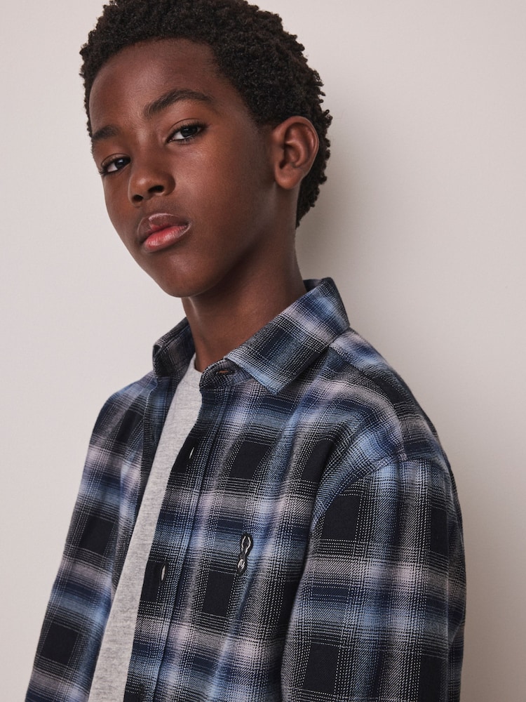Blue Check Long Sleeve Check Shirt (3-16yrs) - Image 4 of 4 Blue Check Long Sleeve Check Shirt (3-16yrs) - Image 4 of 4