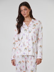 Loungeable White Easter Bunny Printed Jersey Long Sleeve and Trouser Set - Image 1 of 5