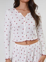 Loungeable Cherry Printed Ribbed Jersey Long Sleeve and Trouser Pyjamas Set - Bild 5 von 5