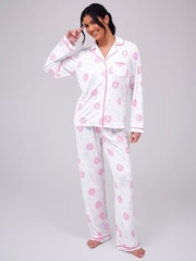 Loungeable White Celestial Printed Super Soft Revere Pyjamas Set - Image 2 of 4