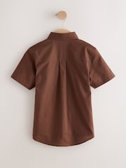 Chocolate Brown Logo Short Sleeve Cotton Rich Oxford Shirt (3-16yrs) - Image 2 of 4