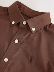 Chocolate Brown Logo Short Sleeve Cotton Rich Oxford Shirt (3-16yrs) - Image 4 of 4