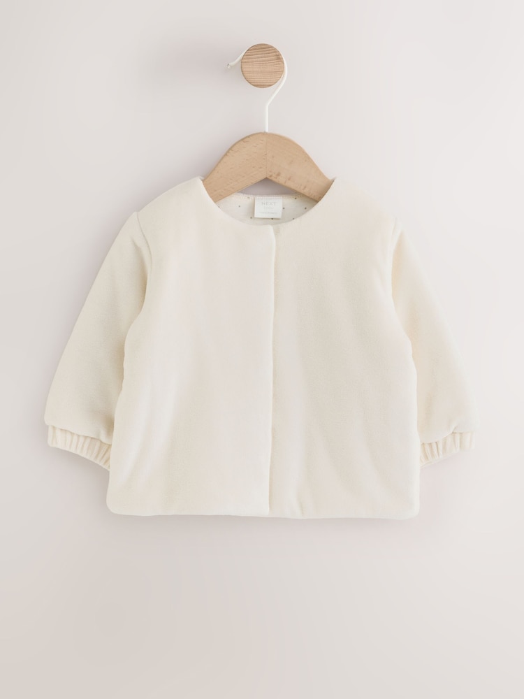 Fire Placket Buy Ecru Velour Popper Through Baby Jacket (0mths-3yrs) from Next Israel