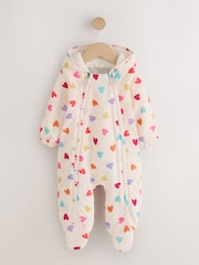 Multi Coloured Heart All Over Printed Hooded Baby All-In-One (0mths-2yrs) - Image 1 of 7