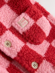 Pink and Red Checkerboard Borg Hooded Baby All-In-One (0mths-2yrs) - Image 11 of 12