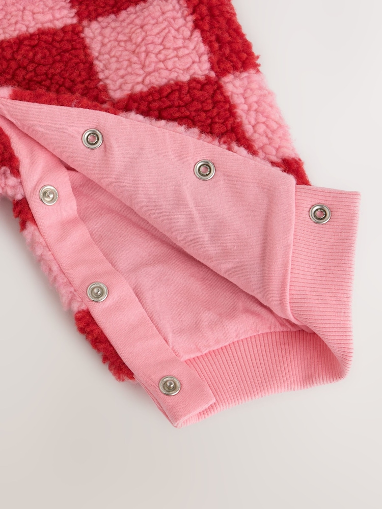 Pink and Red Checkerboard Borg Hooded Baby All-In-One (0mths-2yrs) - Image 12 of 12 Pink and Red Checkerboard Borg Hooded Baby All-In-One (0mths-2yrs) - Image 12 of 12