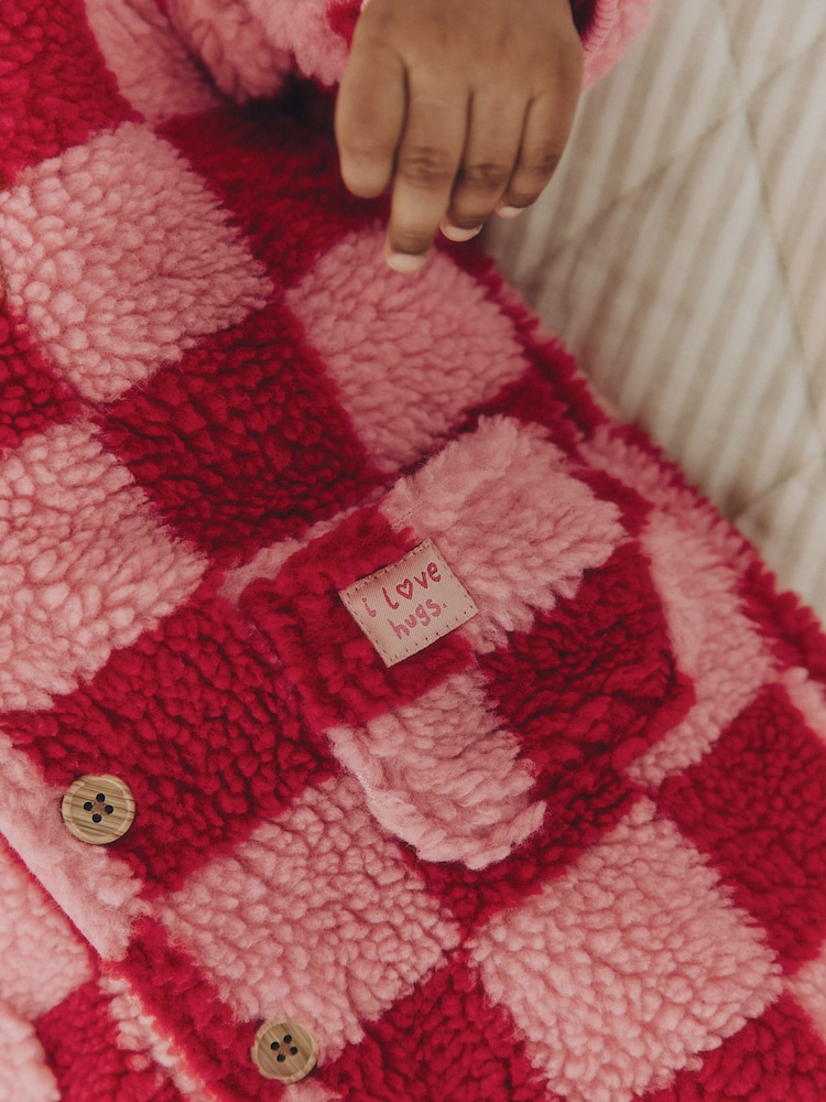 Pink and Red Checkerboard Borg Hooded Baby All-In-One (0mths-2yrs) - Image 2 of 12 Pink and Red Checkerboard Borg Hooded Baby All-In-One (0mths-2yrs) - Image 2 of 12