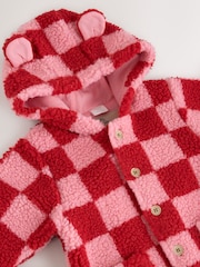 Pink and Red Checkerboard Borg Hooded Baby All-In-One (0mths-2yrs) - Image 8 of 12