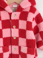 Pink and Red Checkerboard Borg Hooded Baby All-In-One (0mths-2yrs) - Image 9 of 12