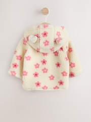 Ecru and Pink Floral Borg Hooded Baby Jacket (0mths-2yrs) - Image 2 of 7