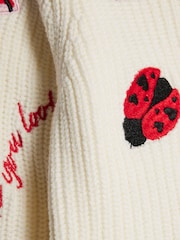 River Island Cream Ladybird Lips Knitted Jumper - Image 3 of 4