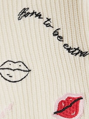 River Island Cream Ladybird Lips Knitted Jumper - Image 4 of 4