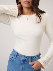 Nobodys Child White Crochet Cuff FG Top - Image 5 of 5