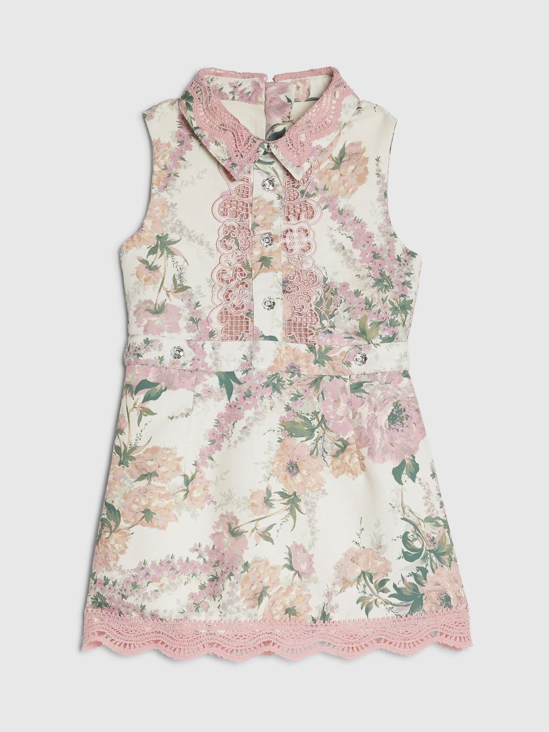 Buy River Island Pink Floral Lace Collar Dress from the Next UK online shop