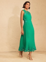 Love & Roses Green Petite Sleeveless Lace Midi Dress - Image 3 of 5