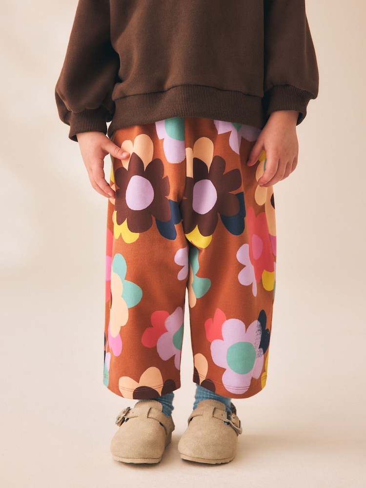 Brown Flower Barrel Leg Trousers (3mths-7yrs) - Image 1 of 8