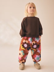 Brown Flower Barrel Leg Trousers (3mths-7yrs) - Image 4 of 8