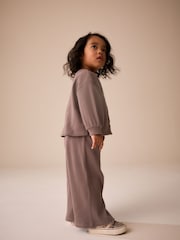 Chocolate Brown Ribbed Wide Leg Trousers (3mths-7yrs) - Image 3 of 8