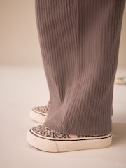 Chocolate Brown Ribbed Wide Leg Trousers (3mths-7yrs) - Image 4 of 8