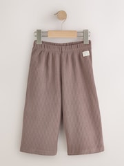Chocolate Brown Ribbed Wide Leg Trousers (3mths-7yrs) - Image 5 of 8