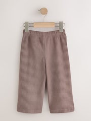 Chocolate Brown Ribbed Wide Leg Trousers (3mths-7yrs) - Image 6 of 8