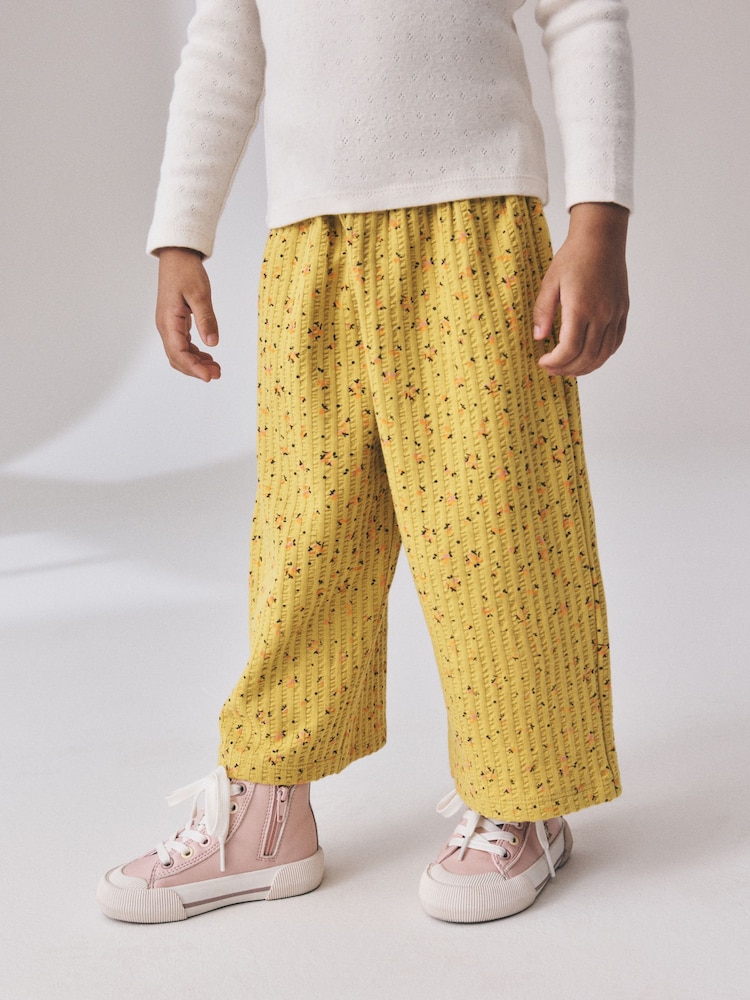 Green Ditsy Floral Textured Wide Leg Trousers (3mths-7yrs) - Image 1 of 8 Green Ditsy Floral Textured Wide Leg Trousers (3mths-7yrs) - Image 1 of 8