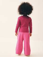 Pink Check Textured Wide Leg Trousers (3mths-7yrs) - Image 3 of 8