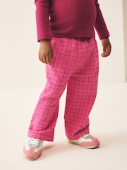 Pink Check Textured Wide Leg Trousers (3mths-7yrs) - Image 4 of 8