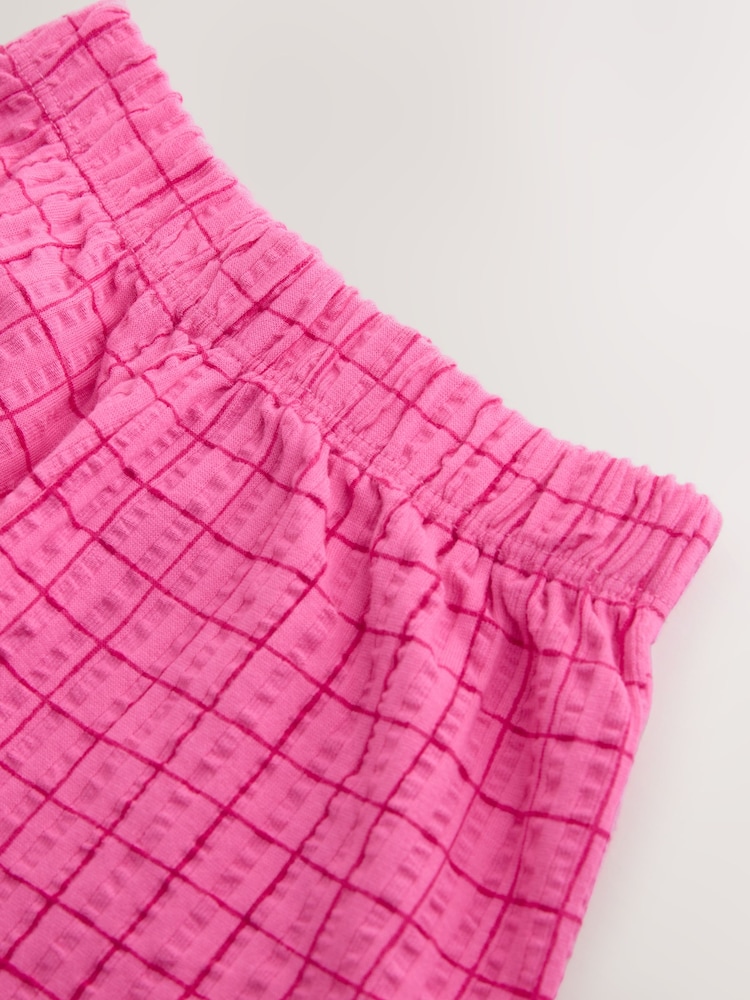 Pink Check Textured Wide Leg Trousers (3mths-7yrs) - Image 8 of 8