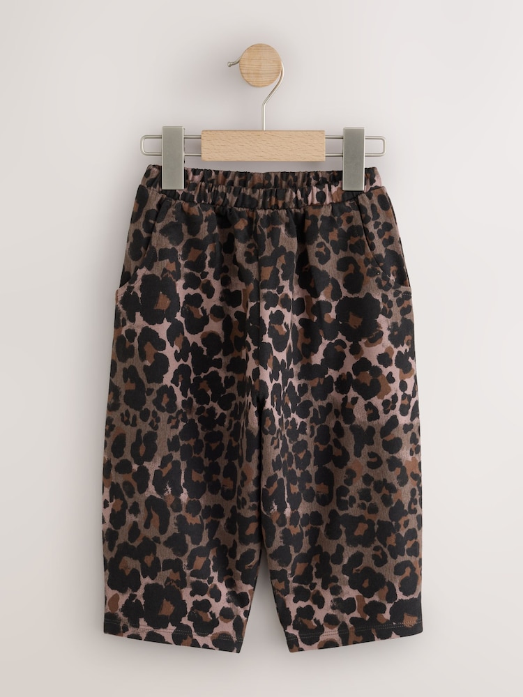 Brown Leopard Print Flower Barrel Leg Trousers (3mths-7yrs) - Image 1 of 4