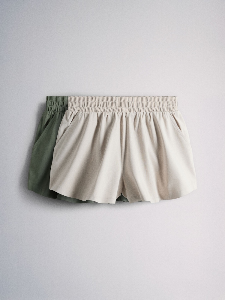 The Set 2 Pack Floaty Shorts Khaki Green/Neutral - Image 1 of 5