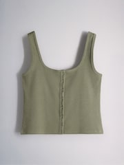 The Set 3 Pack Button Through Vests Khaki Green/Pink/Cream - Image 2 of 6