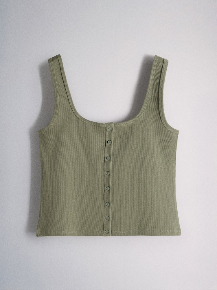 The Set 3 Pack Button Through Vests Khaki Green/Pink/Cream - Image 2 of 6
