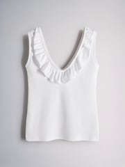 The Set 2 Pack Frill Neck Scoop Vests Khaki Green/White - Image 2 of 5