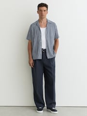 Vazduhoplovstvo Plavo - Reiss Max košulja sa kubanskim ovratnikom sa prugama - Slika 1 od 7