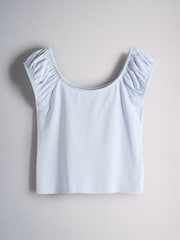 The Set 3 Pack Ruched Shoulder T-Shirts Navy Blue/Light Blue/White - Image 3 of 6