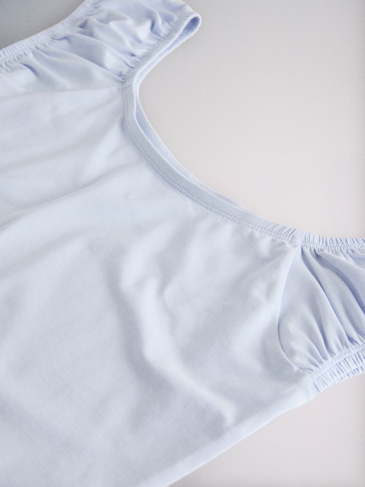 The Set 3 Pack Ruched Shoulder T-Shirts Navy Blue/Light Blue/White - Image 6 of 6